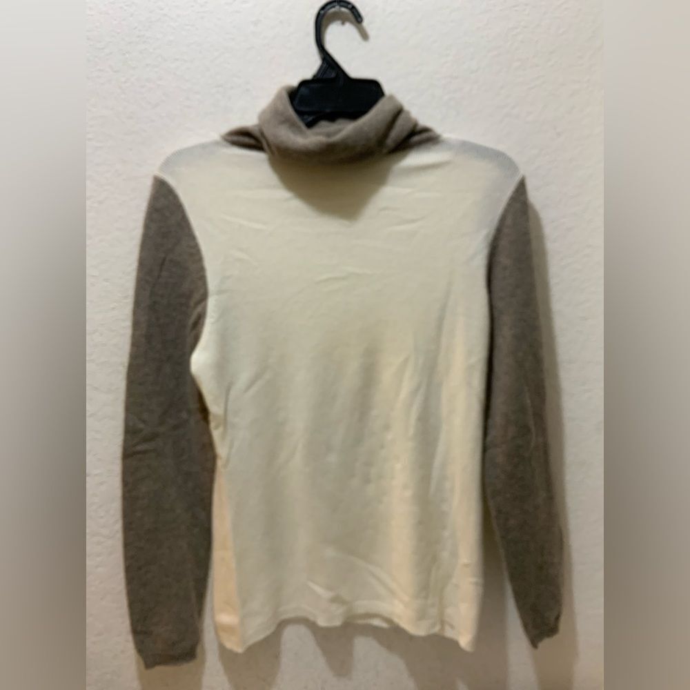 Hadleigh’s Cardigan turtleneck knit 100% cashmere Brown white size 46
